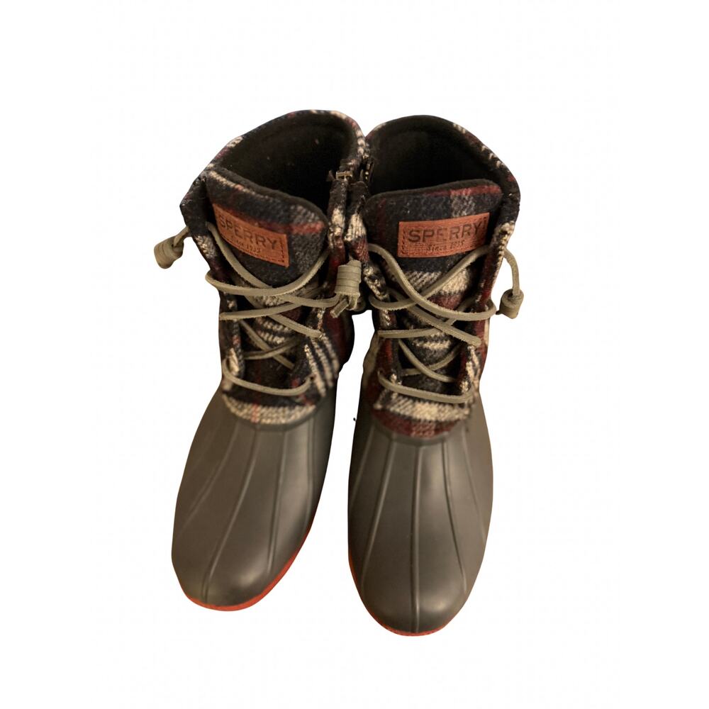 Sperry Duck Boots Women’s Size 8 Plaid Waterproof Rain Snow Winter Boots